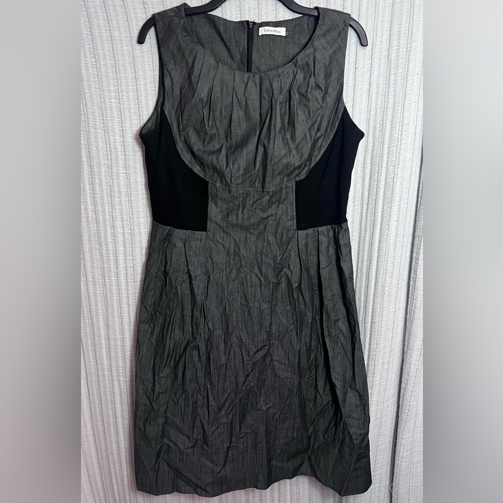 Calvin Klein Gray and Black Midi Dress